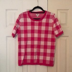 J Crew pink checked sweater